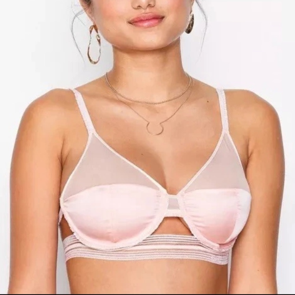For Love and Lemons Pink Mesh Bra
